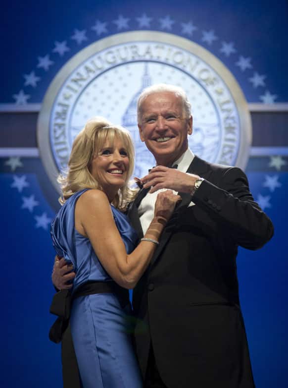 Vice President Joe Biden and his wife Jill Biden dance at the Inaugural Ball, at the Washington Convention Center in Washington, during the 57th Presidential Inauguration.