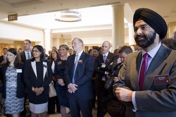 Ajay Banga, President and CEO of MasterCard Worldwide addresses guests from the South African financial services sector and other stakeholders at a reception hosted in Johannesburg.