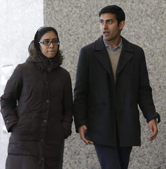 The son and daughter of Chicago businessman Tahawwur Rana leave after their father`s sentencing in federal court, in Chicago. US District Court Judge Harry D. Leinenweber sentenced Rana to 14 years for his role in aiding a terrorist group that took credit for the deadly 2008 attacks in Mumbai.