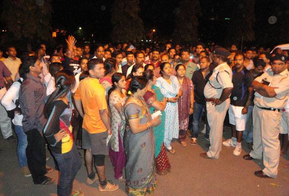 Parents protest outside a school after news of the rape of a minor student in Vasco, in the southern Indian state of Goa.