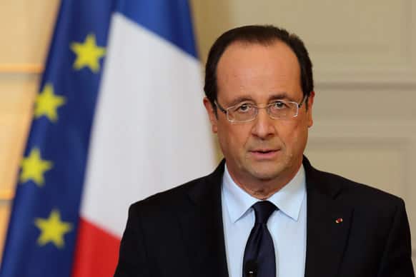 France`s President Francois Hollande delivers a speech on the situation in Mali at the Elysee Palace in Paris.