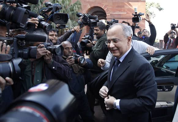 Pakistan High Commissioner to India Salman Bashir arrives at the Indian External Affairs Ministry in New Delhi, India.