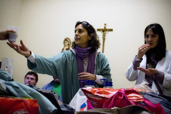 Health workers at San Juan de Dios Hospital sit-in, at San Lorenzo Church to protest against austerity measures, in Pamplona northern Spain.