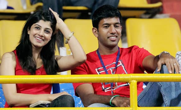 Indian tennis player Rohan Bopanna and his wife Supriya watch the ATP Chennai Open tennis tournament.