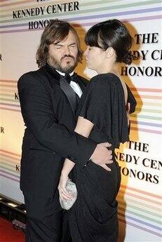 Jack Black hugs Hayden on the red carpet at the Kennedy Center for the Performing Arts. 