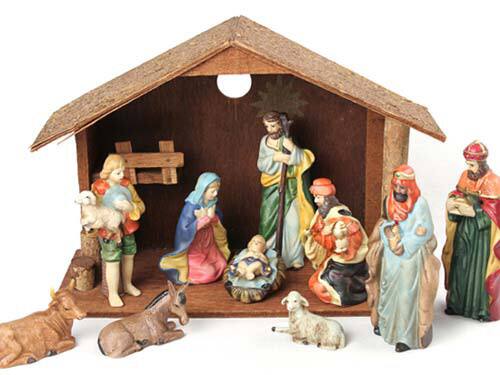 Nativity crib: A manger scene representing the Jesus' place of birth.