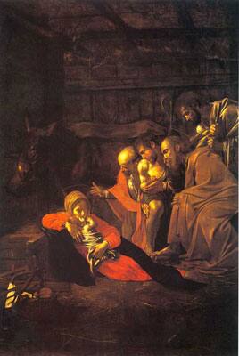 The Adoration of the Shepherds(1609): Painted by Caravaggio (1573 – 1610). Oil on canvas (314 × 211 cm) — On display at Museo Regionale, Messina.