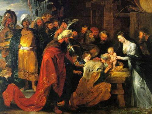  The Adoration of the Magi (1617-18): Painted by Peter Paul Rubens (1577 – 1640). Oil on canvas (245 × 325 cm). On display at Musée des Beaux-Arts, Lyon. 