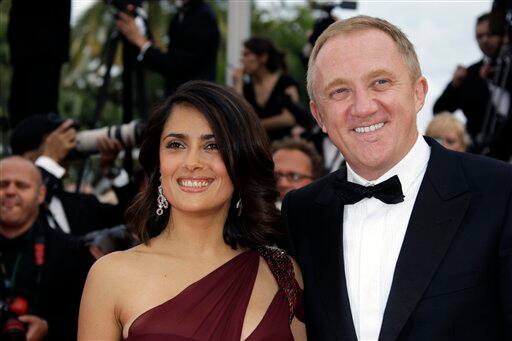 Actress Salma Hayek and husband François-Henri Pinault arrive at the premiere for the film 