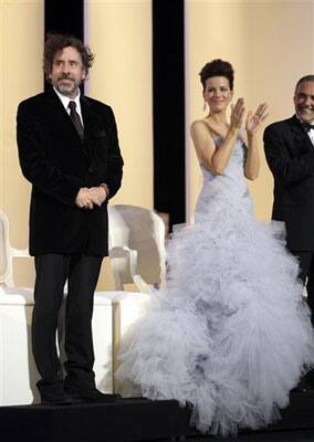 From left, director and Jury President Tim Burton and jury member Kate Beckinsale during the Opening Ceremony, at the 63rd international film festival, in Cannes, southern France