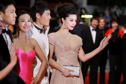 From left, actors Qing Hao, Li Feier, Zi Yi and Fan Bingbing arrive for the screening of 