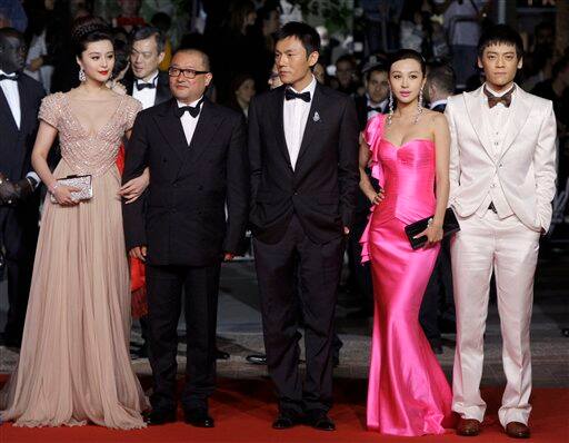 From left, actress Fan Bingbing, director Wang Xiaoshuai, actor Zi Yi, actress Li Feier and actor Qing Hao arrive for the screening of 