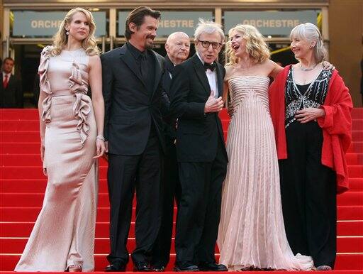 From left, actress Lucy Punch, actor Josh Brolin, Cannes Festival President Gilles Jacob, filmmaker Woody Allen, actress Naomi Watts and actress Gemma Jones arrive for the premiere of 