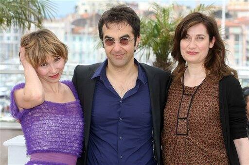 Jury Cinefondation member Dinara Droukarova, Jury Cinefondation president Atom Egoyan and Jury Cinefondation member Emmanuelle Devos pose during a photo call.