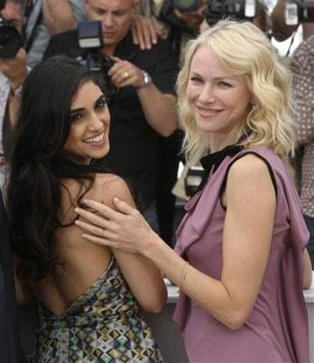 Actress Liraz Charhi, left, and actress Naomi Watts, right, pose during a photo call for the film 