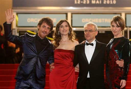 From left, actor Elio Germano, actress Stefania Montorsi, actor Daniel Leconte, and actress Isabella Ragonese arrive for the screening of 