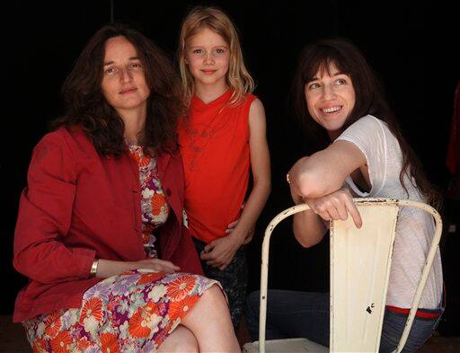 Actress Morgana Davies, left, director Julie Bertucelli, center, and actress Charlotte Gainsbourg, right, pose for photographs to promote 