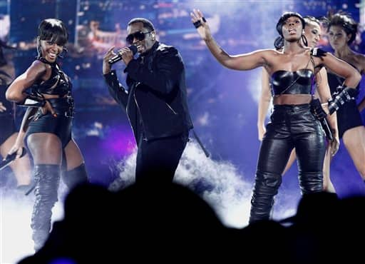 From left, Dawn Richard, Diddy and Kaleena of Diddy-Dirty Money perform at the BET Awards on Sunday, June 27, 2010 in Los Angeles. 