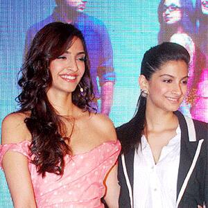 Sonam Kapoor and Rhea Kapoor at the music release of ‘Aisha’ in Mumbai.