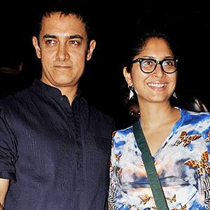 Aamir Khan and Kiran Rao spotted at the music launch of ‘Peepli Live’ in Mumbai.