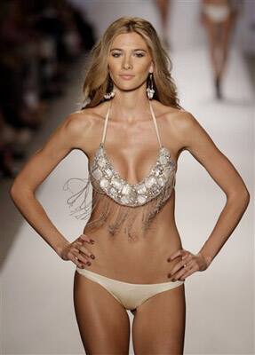 A model walks down the runway during the Beach Bunny Swimwear 2011 collection show at the Mercedes-Benz Fashion Week Swim in Miami Beach, Fla.