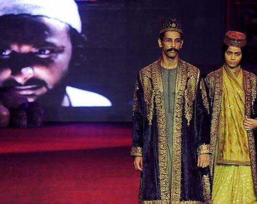 A traditional Indian creation by Sabyasachi, who showed in Delhi after years.