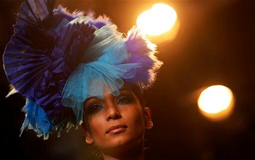 A model displays a creation by Indian designer Manav Gangwani at the Pearls Delhi Couture Week 2010 in New Delhi, India.