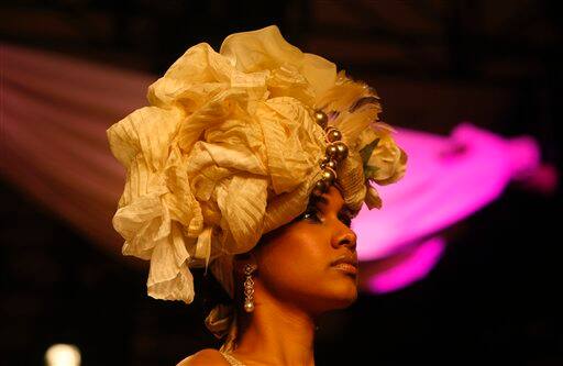 A model displays a creation by Indian designer Suneet Varma at the Pearls Infrastructure Delhi Couture Week 2010 in New Delhi, India.