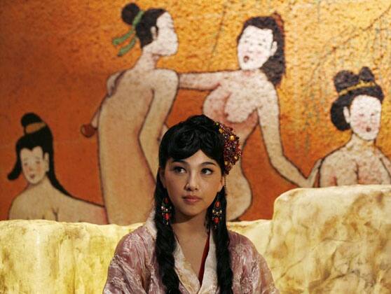 Japanese adult actress Saori Hara is interviewed during the making of 