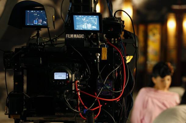 Two cameras are used in one position during the making of 