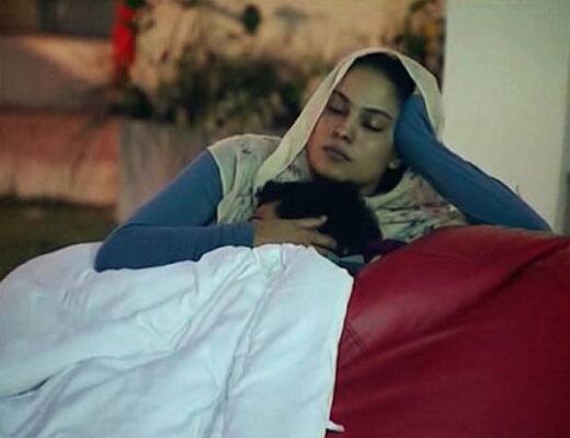 Pakistani actress Veena Malik provides solace to Ashmit Patel.