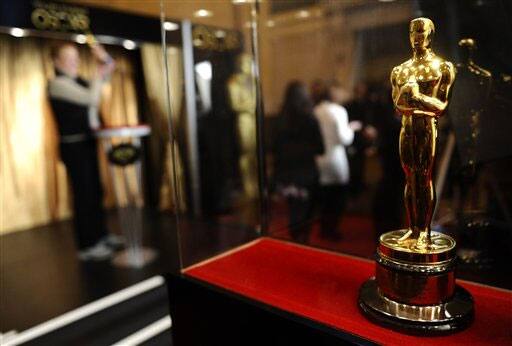 A general view of an Oscar statuette at the ribbon cutting of the 'Meet The Oscars' event at Grand Central Station in New York.