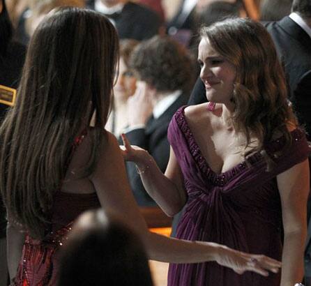 Penelope Cruz, left, and Natalie Portman are seen at the 83rd Academy Awards  in the Hollywood section of Los Angeles.