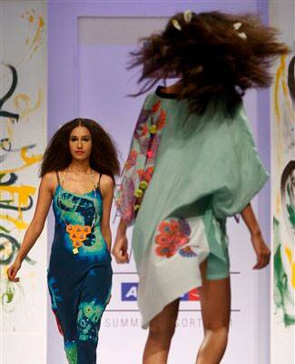 Indian models display designer Anupama Dayal's creations during the Lakme Fashion Week in Mumbai, India.