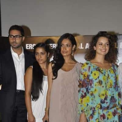 Abhishek, Sarah and Kangna spotted at ‘Game’ music launch in Mumbai.