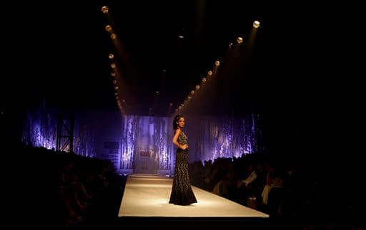 A model displays a creation by Indian designer Payal Jain during the Wills Life Style India Fashion Week.