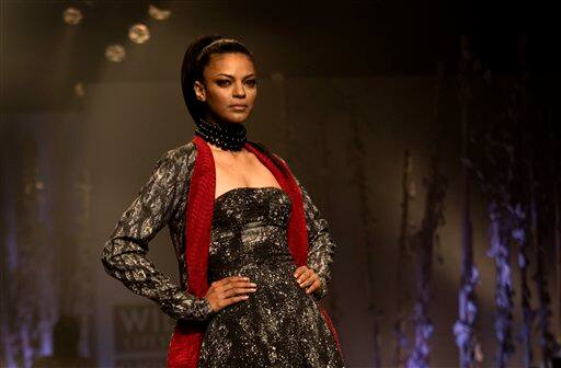 A model displays a creation by Indian designer Payal Jain during the Wills Life Style India Fashion Week.