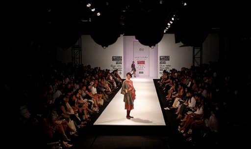 Models display creations by Indian designer Jasona Anshu during the Wills Life Style India Fashion Week.