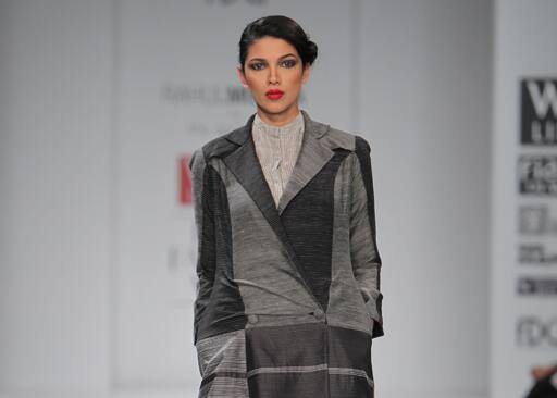 In Rahul Mishra’s design, there was a playful feel of sheerness and opacity of fabrics.