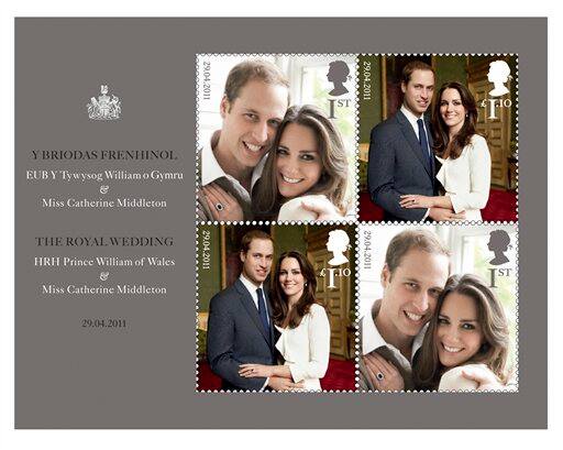 This handout image provided by the US Postal Service shows The Royal Wedding Presentation Pack being sold by the Postal Service. Britain's Royal Mail issued a special commemorative stamp for the wedding and American postal authorities are offering it as part of a wedding commemorative packet..