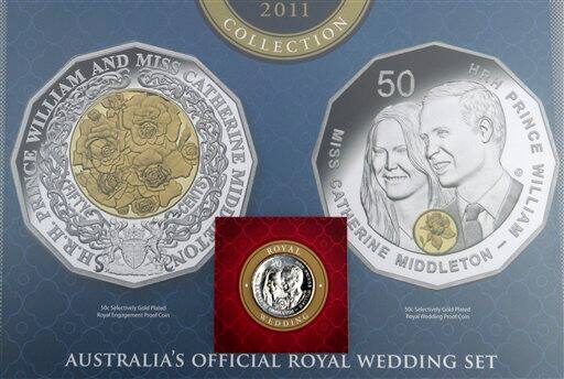 Australian mint commemorative HRH Prince William and Kate Middleton coins are on display in the CBD of Sydney. The Australian mint exchanged 15,000 coins ahead of the royal wedding tonight with a further two million being put into circulation over a period of time. 