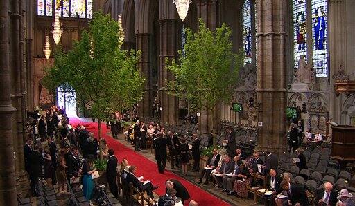 A general view of guests gathering inside Westminster Abbey for the Royal Wedding in London