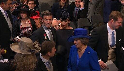 England's soccer star David Beckham and his wife Victoria arrive at Westminster Abbey for the Royal Wedding in London.