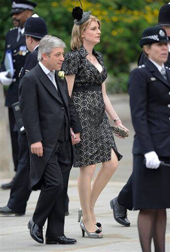 British House of Common's speaker John Bercow and his wife Sally arrive at Westminster Abbey for the Royal Wedding of Britain's Prince William and Kate Middleton in London.