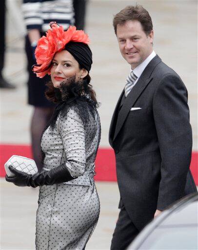 Britain's Deputy Prime Minister Nick Clegg and his wife Miriam arrive at Westminster Abbey for the Royal Wedding in London.