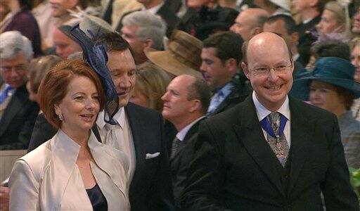 Australian Prime Minister Julia Gillard arrives at Westminster Abbey for the Royal Wedding in London.