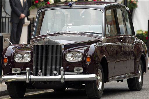 The car that will transport Kate Middleton and her father Michael Middleton to Westminster Abbey is seen outside the Goring Hotel, ahead of her Royal Wedding to Britain's Prince William, London.