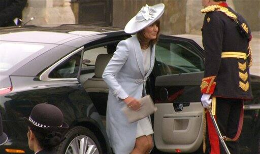 Carole Middleton, Kate Middleton's mother, arrives Westminster Abbey for the Royal Wedding in London.