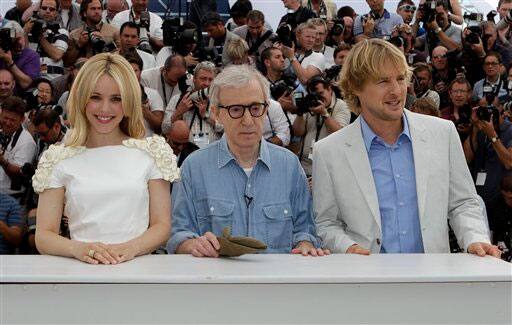 Actress Rachel McAdams, director Woody Allen and actor Owen Wilson pose during a photo call for Midnight in Paris, at the 64th international film festival, in Cannes.