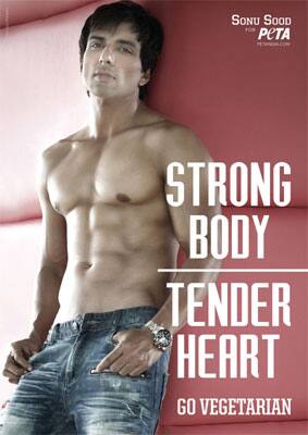 Hunk Sonu Sood goes shirtless for latest PETA ad. 